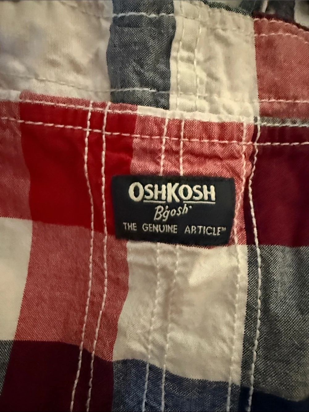 OshKosh B'gosh Red Solid and Red-White-Blue Plaid Kids Overalls